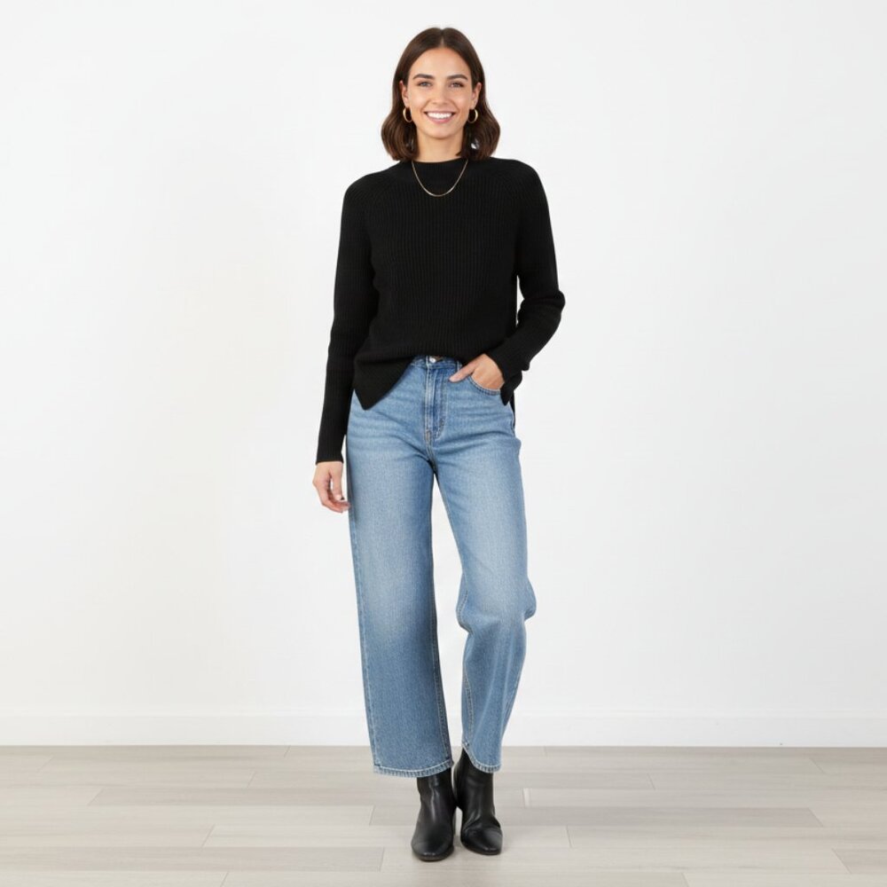 *Bailey Black Ribbed Mock Neck Sweater